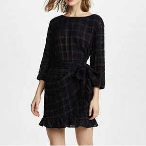 Rebecca Taylor La Vie lurx Gold Plaid Wrap Dress